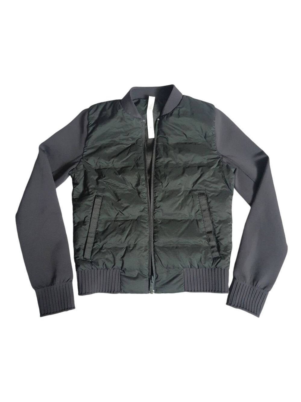 Lululemon Down & Around Bomber Jacket (reversible) Womens 2 Black Quilted Puffer